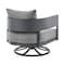 Armen Living Argiope 3 Piece Patio Outdoor Swivel Seating Set in Dark Gray Aluminum with Gray Cushions 840254332638 - alternate 3